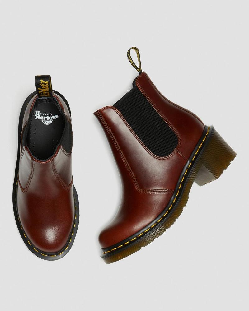 Dr Martens Cadence Læder Hæl Støvler med Hæl Dame Brune | DK 135ILH